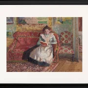 Camille Pissarro - Jeanne Pissarro, bekannt als Cocotte, lesend 1899 | Giclée Kunstdruck gerahmt