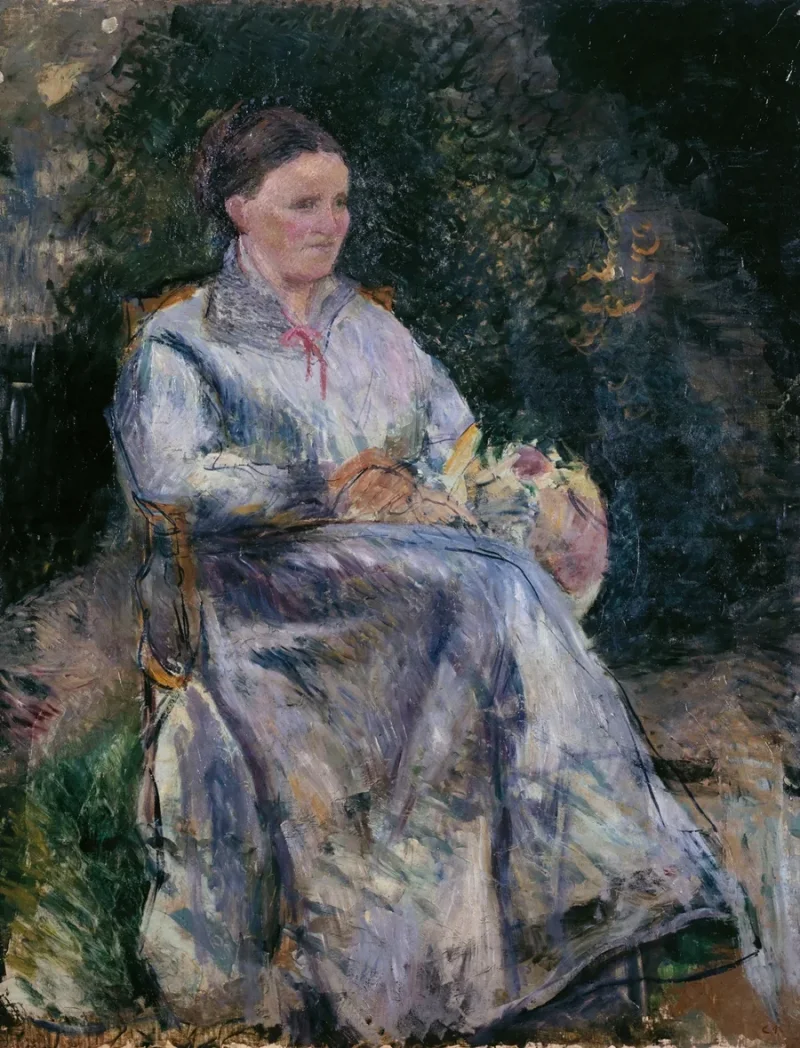 Camille Pissarro - Julie Pissarro im Garten 1874 | Giclée Kunstdruck gerahmt