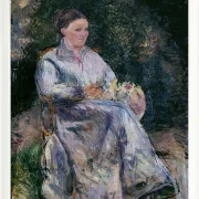 Camille Pissarro - Julie Pissarro im Garten 1874 | Giclée Kunstdruck gerahmt