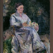 Camille Pissarro - Julie Pissarro im Garten 1874 | Giclée Kunstdruck gerahmt