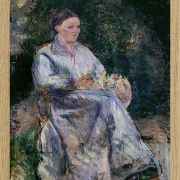 Camille Pissarro - Julie Pissarro im Garten 1874 | Giclée Kunstdruck gerahmt