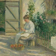 Camille Pissarro - Julie Pissarro schält Gemüse 1878 | Giclée Kunstdruck gerahmt