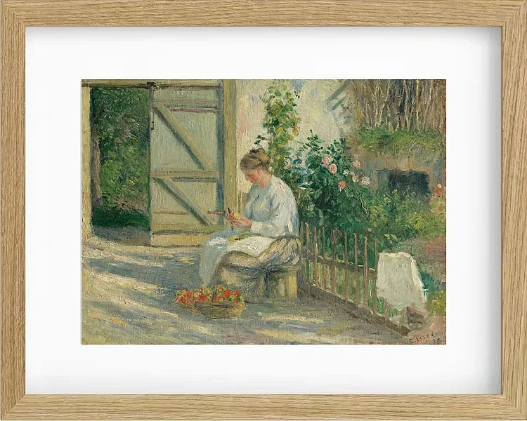 Camille Pissarro - Julie Pissarro schält Gemüse 1878 | Giclée Kunstdruck gerahmt