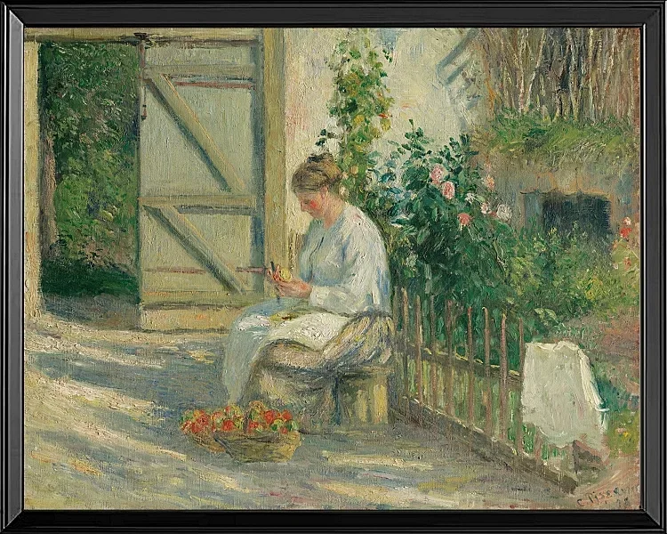 Camille Pissarro - Julie Pissarro schält Gemüse 1878 | Giclée Kunstdruck gerahmt