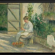 Camille Pissarro - Julie Pissarro schält Gemüse 1878 | Giclée Kunstdruck gerahmt