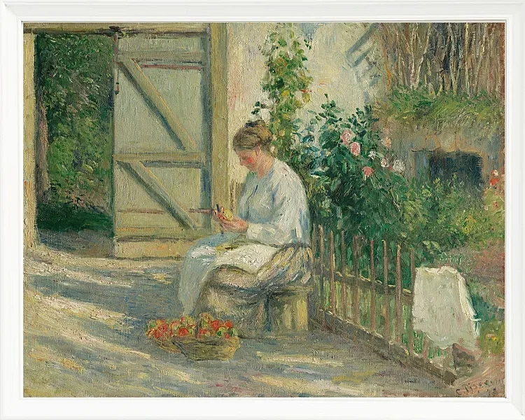 Camille Pissarro - Julie Pissarro schält Gemüse 1878 | Giclée Kunstdruck gerahmt