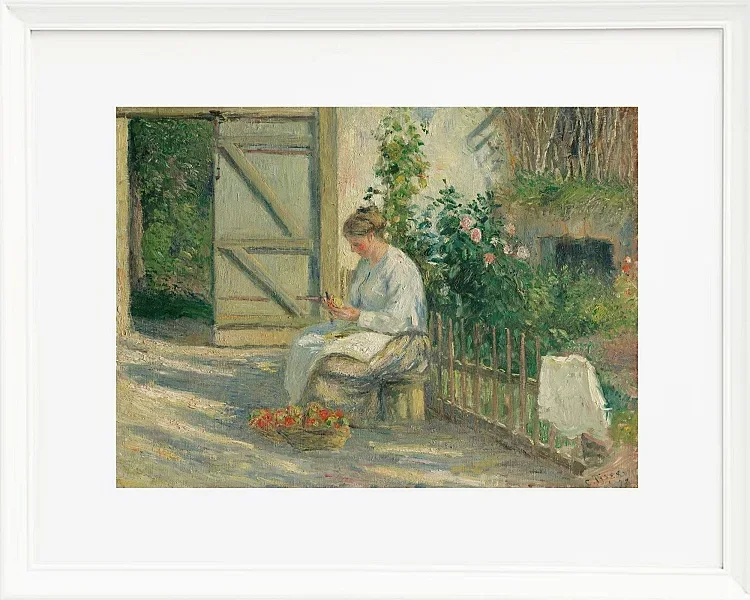Camille Pissarro - Julie Pissarro schält Gemüse 1878 | Giclée Kunstdruck gerahmt