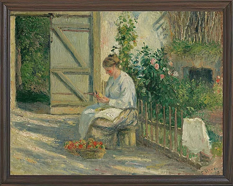 Camille Pissarro - Julie Pissarro schält Gemüse 1878 | Giclée Kunstdruck gerahmt