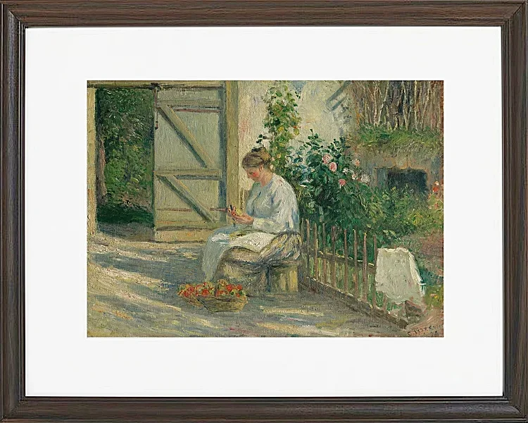 Camille Pissarro - Julie Pissarro schält Gemüse 1878 | Giclée Kunstdruck gerahmt