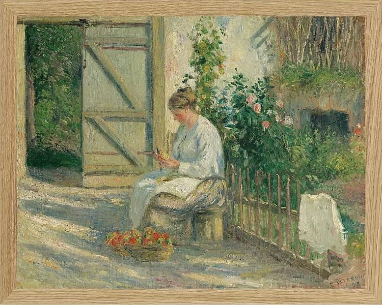 Camille Pissarro - Julie Pissarro schält Gemüse 1878 | Giclée Kunstdruck gerahmt
