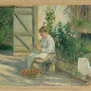 Camille Pissarro - Julie Pissarro schält Gemüse 1878 | Giclée Kunstdruck gerahmt