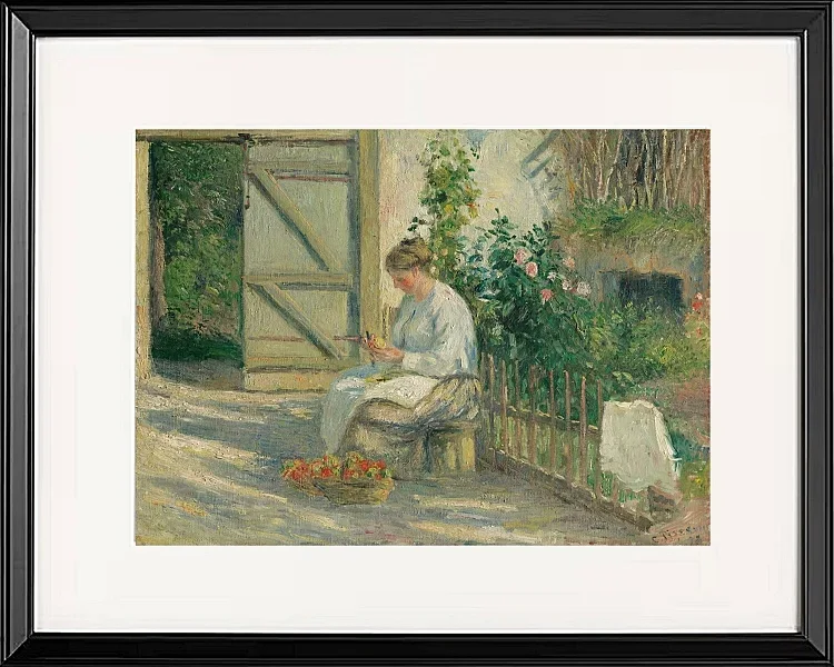 Camille Pissarro - Julie Pissarro schält Gemüse 1878 | Giclée Kunstdruck gerahmt