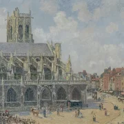 Camille Pissarro - Kirche Saint-Jacques in Dieppe, Morgen, Sonntag 1901 | Giclée Kunstdruck gerahmt