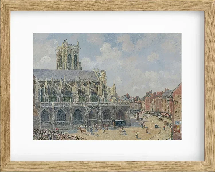 Camille Pissarro - Kirche Saint-Jacques in Dieppe, Morgen, Sonntag 1901 | Giclée Kunstdruck gerahmt