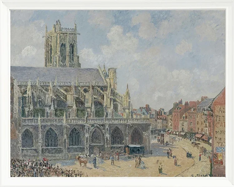 Camille Pissarro - Kirche Saint-Jacques in Dieppe, Morgen, Sonntag 1901 | Giclée Kunstdruck gerahmt