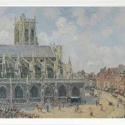 Camille Pissarro - Kirche Saint-Jacques in Dieppe, Morgen, Sonntag 1901 | Giclée Kunstdruck gerahmt