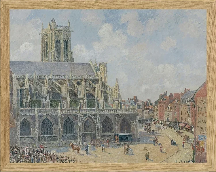 Camille Pissarro - Kirche Saint-Jacques in Dieppe, Morgen, Sonntag 1901 | Giclée Kunstdruck gerahmt