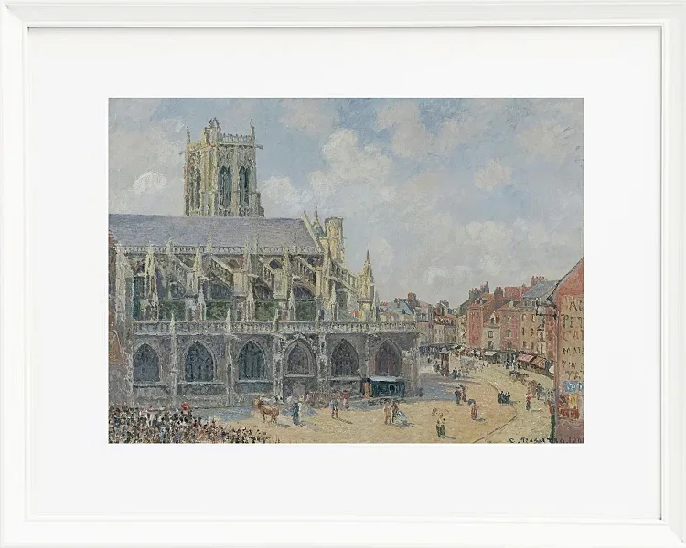 Camille Pissarro - Kirche Saint-Jacques in Dieppe, Morgen, Sonntag 1901 | Giclée Kunstdruck gerahmt