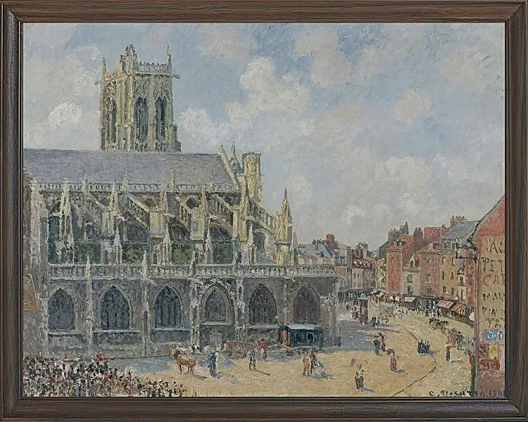 Camille Pissarro - Kirche Saint-Jacques in Dieppe, Morgen, Sonntag 1901 | Giclée Kunstdruck gerahmt