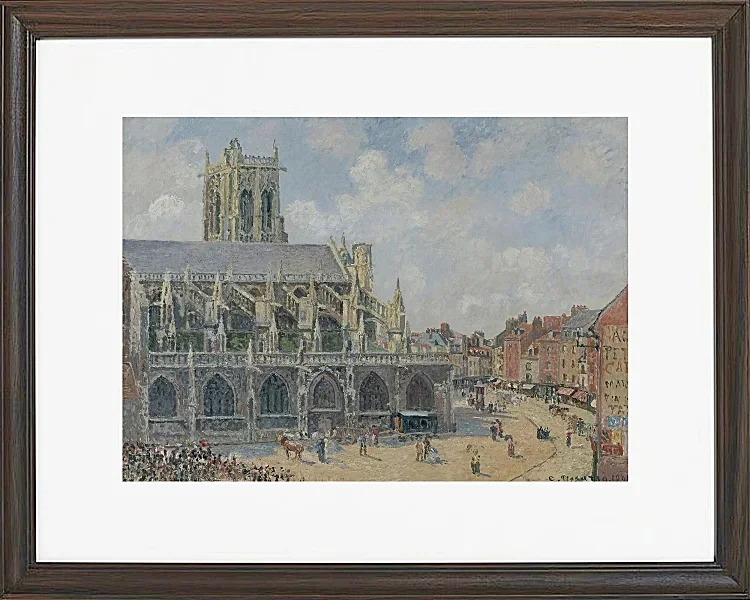 Camille Pissarro - Kirche Saint-Jacques in Dieppe, Morgen, Sonntag 1901 | Giclée Kunstdruck gerahmt