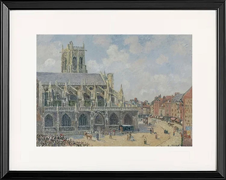 Camille Pissarro - Kirche Saint-Jacques in Dieppe, Morgen, Sonntag 1901 | Giclée Kunstdruck gerahmt