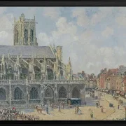 Camille Pissarro - Kirche Saint-Jacques in Dieppe, Morgen, Sonntag 1901 | Giclée Kunstdruck gerahmt