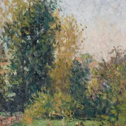 Camille Pissarro - Landschaft mit zwei Figuren, Éragny, Herbst 1902 | Giclée Kunstdruck gerahmt