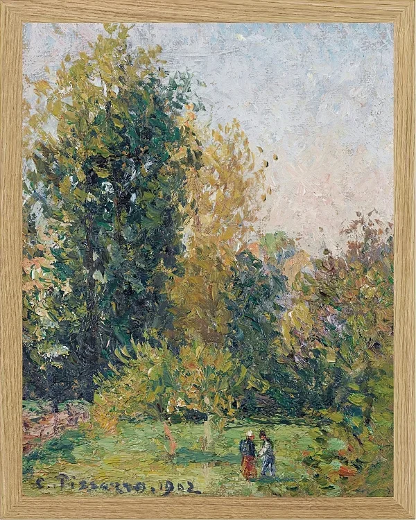 Camille Pissarro - Landschaft mit zwei Figuren, Éragny, Herbst 1902 | Giclée Kunstdruck gerahmt