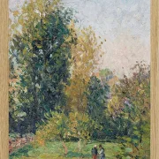 Camille Pissarro - Landschaft mit zwei Figuren, Éragny, Herbst 1902 | Giclée Kunstdruck gerahmt