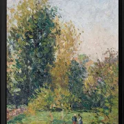 Camille Pissarro - Landschaft mit zwei Figuren, Éragny, Herbst 1902 | Giclée Kunstdruck gerahmt