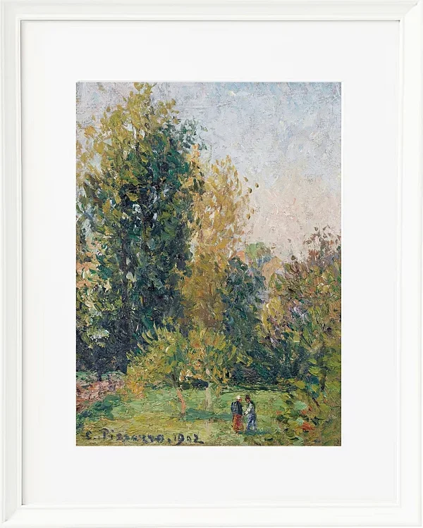 Camille Pissarro - Landschaft mit zwei Figuren, Éragny, Herbst 1902 | Giclée Kunstdruck gerahmt