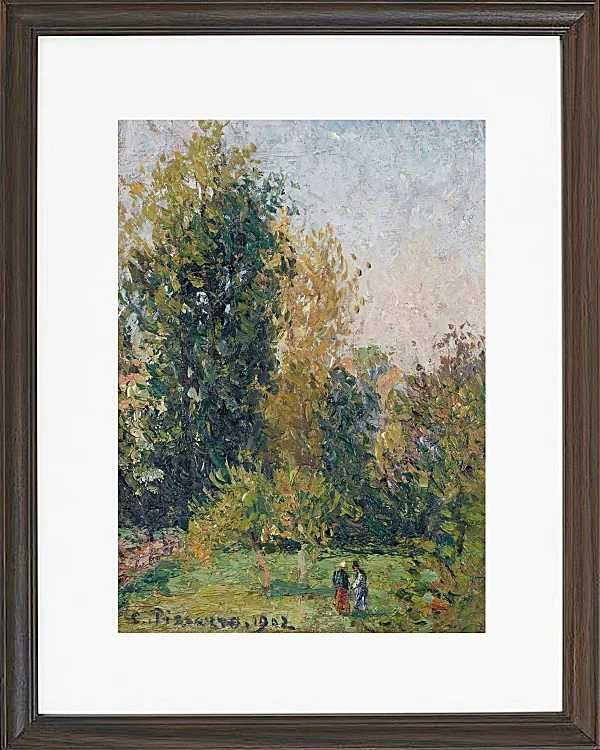 Camille Pissarro - Landschaft mit zwei Figuren, Éragny, Herbst 1902 | Giclée Kunstdruck gerahmt