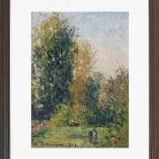 Camille Pissarro - Landschaft mit zwei Figuren, Éragny, Herbst 1902 | Giclée Kunstdruck gerahmt