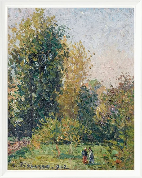 Camille Pissarro - Landschaft mit zwei Figuren, Éragny, Herbst 1902 | Giclée Kunstdruck gerahmt