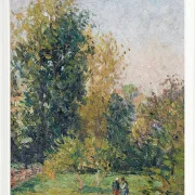 Camille Pissarro - Landschaft mit zwei Figuren, Éragny, Herbst 1902 | Giclée Kunstdruck gerahmt