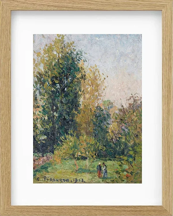 Camille Pissarro - Landschaft mit zwei Figuren, Éragny, Herbst 1902 | Giclée Kunstdruck gerahmt