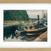 Camille Pissarro - Lastkähne bei Pontoise 1876 | Giclée Kunstdruck gerahmt