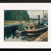 Camille Pissarro - Lastkähne bei Pontoise 1876 | Giclée Kunstdruck gerahmt