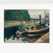 Camille Pissarro - Lastkähne bei Pontoise 1876 | Giclée Kunstdruck gerahmt