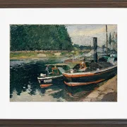 Camille Pissarro - Lastkähne bei Pontoise 1876 | Giclée Kunstdruck gerahmt
