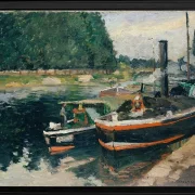 Camille Pissarro - Lastkähne bei Pontoise 1876 | Giclée Kunstdruck gerahmt