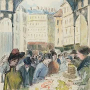 Camille Pissarro - Les Halles centrale, der Gemüsemarkt 1901 | Giclée Kunstdruck gerahmt