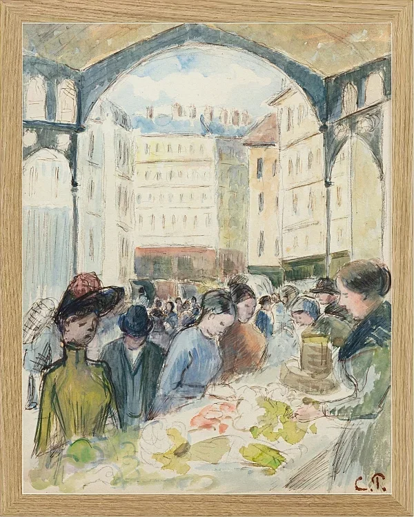 Camille Pissarro - Les Halles centrale, der Gemüsemarkt 1901 | Giclée Kunstdruck gerahmt