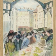 Camille Pissarro - Les Halles centrale, der Gemüsemarkt 1901 | Giclée Kunstdruck gerahmt