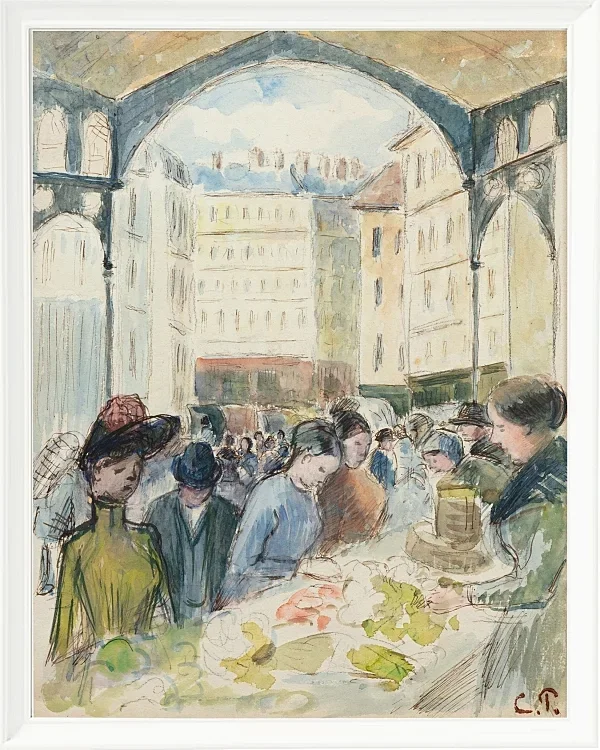 Camille Pissarro - Les Halles centrale, der Gemüsemarkt 1901 | Giclée Kunstdruck gerahmt