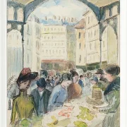 Camille Pissarro - Les Halles centrale, der Gemüsemarkt 1901 | Giclée Kunstdruck gerahmt
