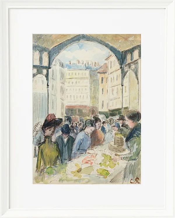 Camille Pissarro - Les Halles centrale, der Gemüsemarkt 1901 | Giclée Kunstdruck gerahmt