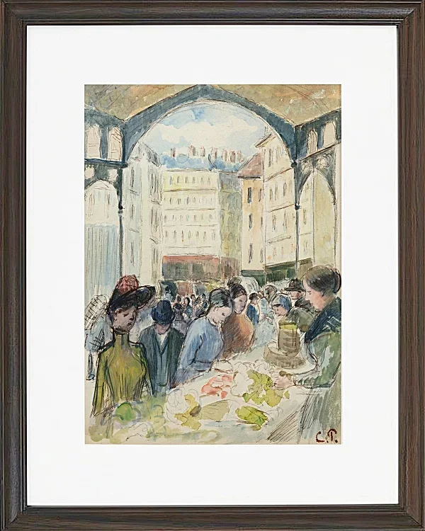 Camille Pissarro - Les Halles centrale, der Gemüsemarkt 1901 | Giclée Kunstdruck gerahmt