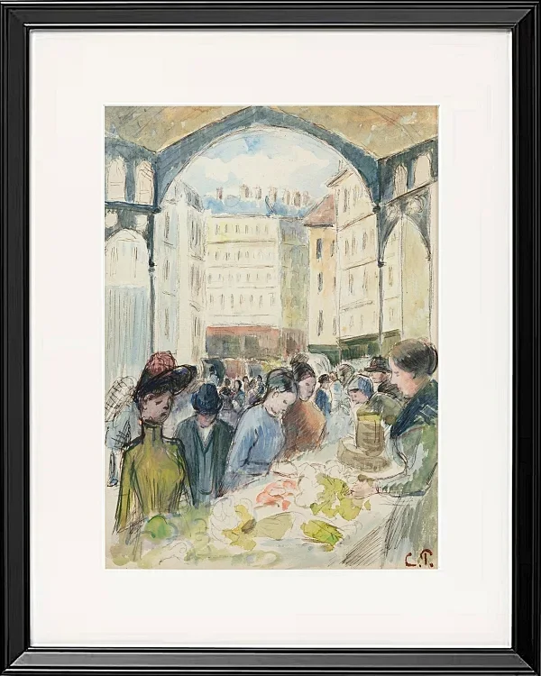 Camille Pissarro - Les Halles centrale, der Gemüsemarkt 1901 | Giclée Kunstdruck gerahmt