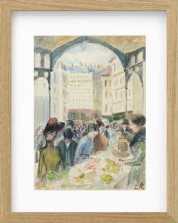 Camille Pissarro - Les Halles centrale, der Gemüsemarkt 1901 | Giclée Kunstdruck gerahmt